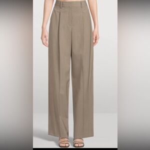 Theory khaki melange straight leg pleat trousers women sz 00